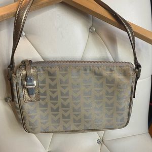 Heavily used authentic Michael Kors small purse baby blue and cream